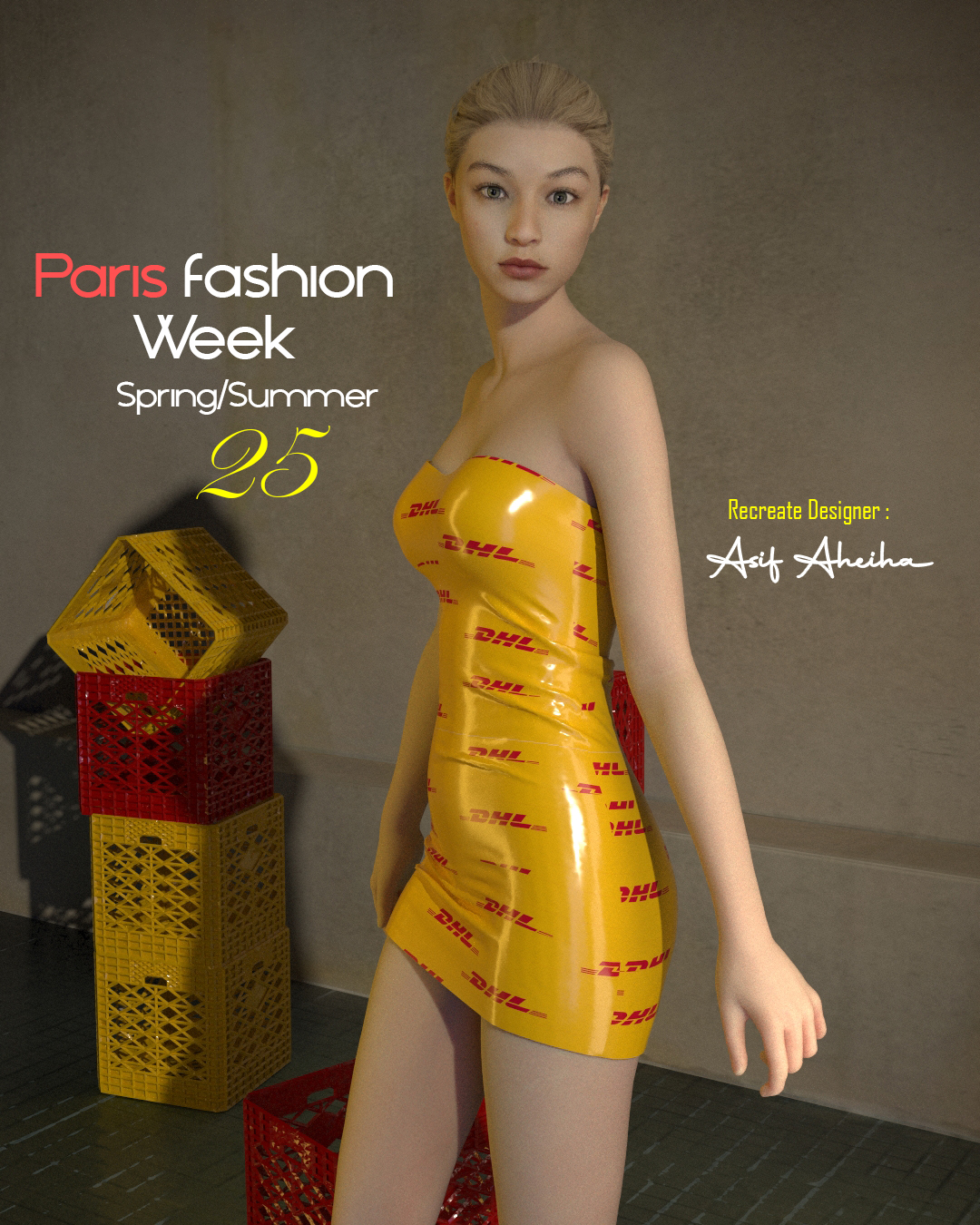DHL Tape Dress at Vetements Paris Womenswear Spring-Summer 2025