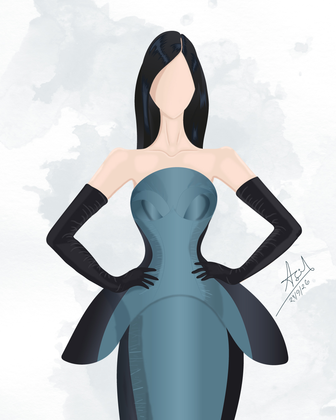 jenna ortega Illustration at the uk premiere of beetlejuice by Asif Aheiha